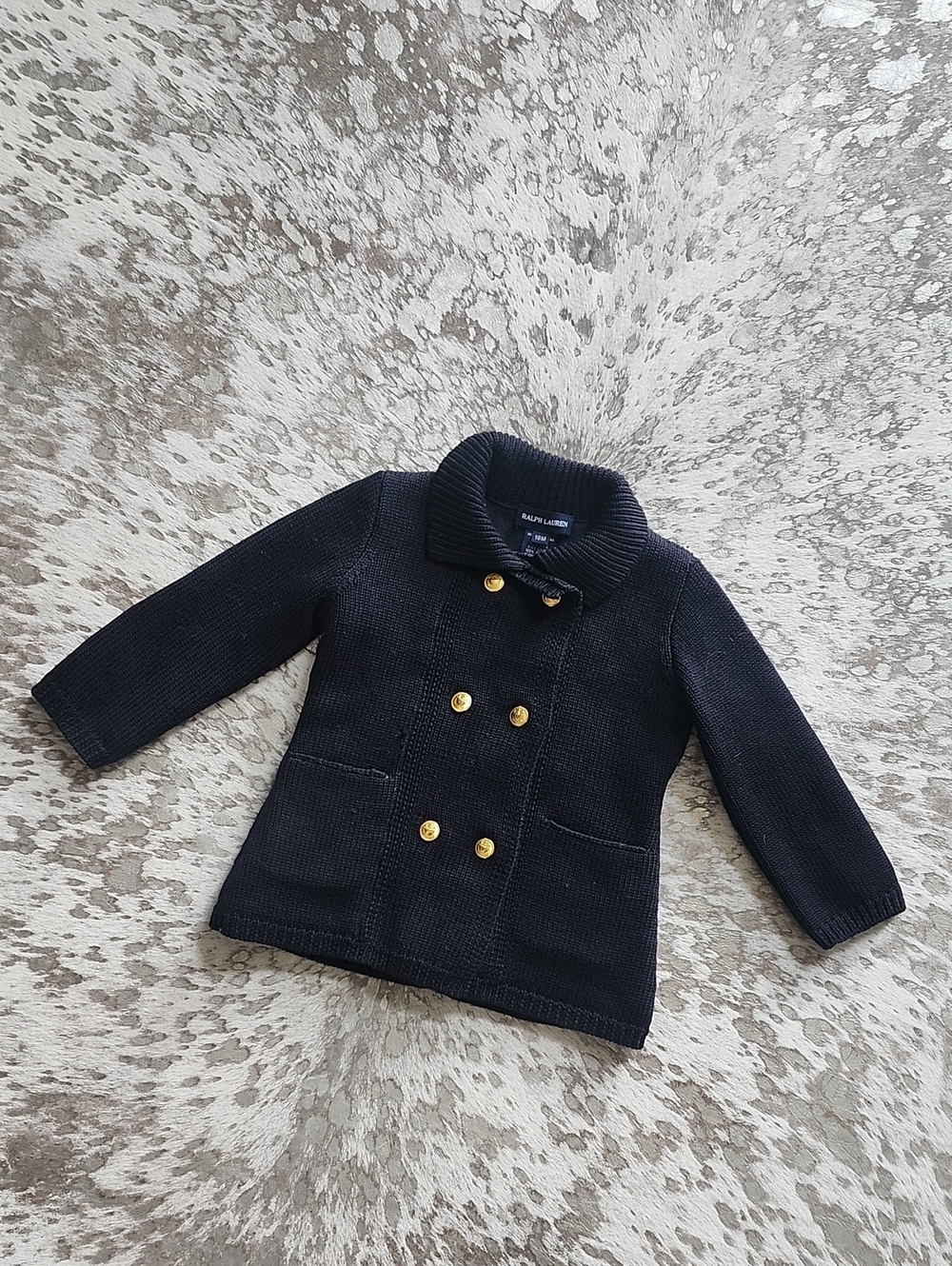 Ralph Lauren Double Breasted Knit Cardigan Sz18M Navy